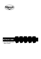 Klipsch Hd-Theater-1000 - Owners Manual 